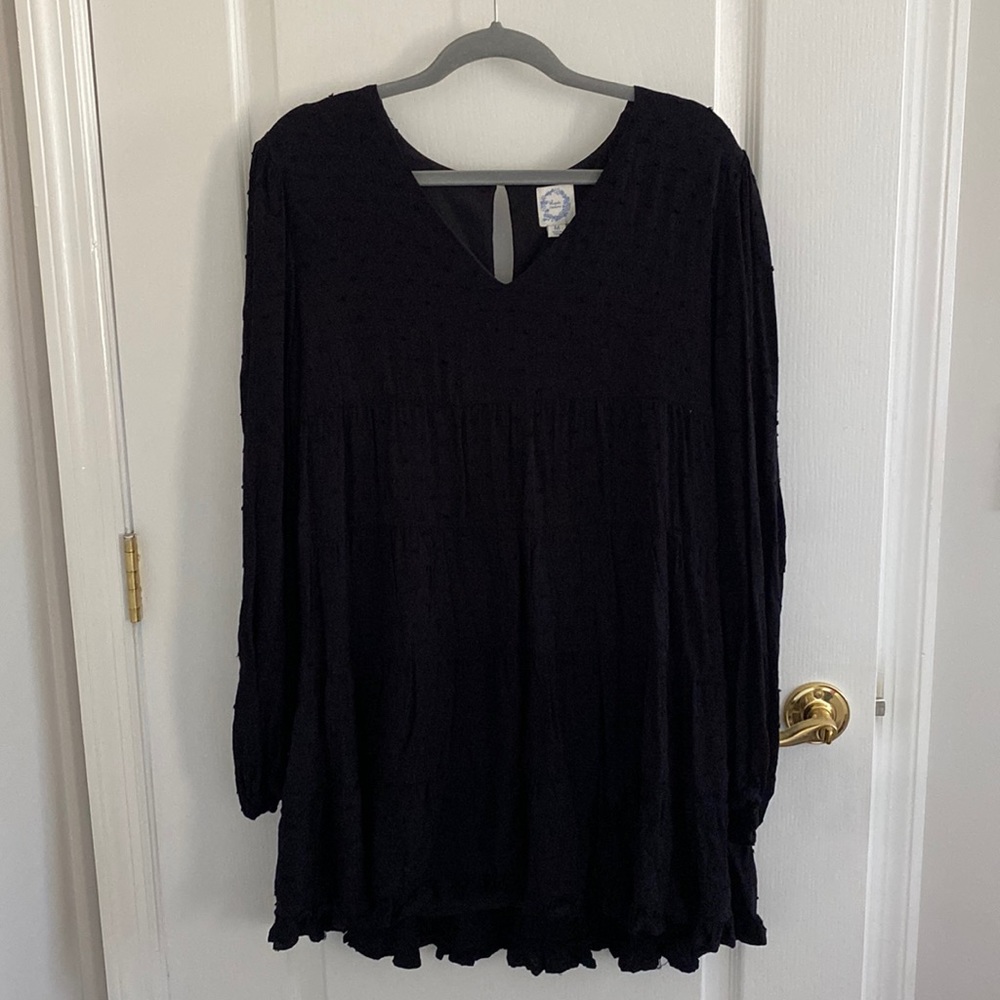 Black long sleeve Swiss dot dress size M